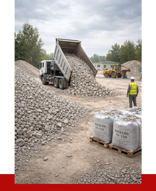 Известняковый щебень фракция 70-150 в Нальчике от 1295 р. | ПРОНЕРУДНль