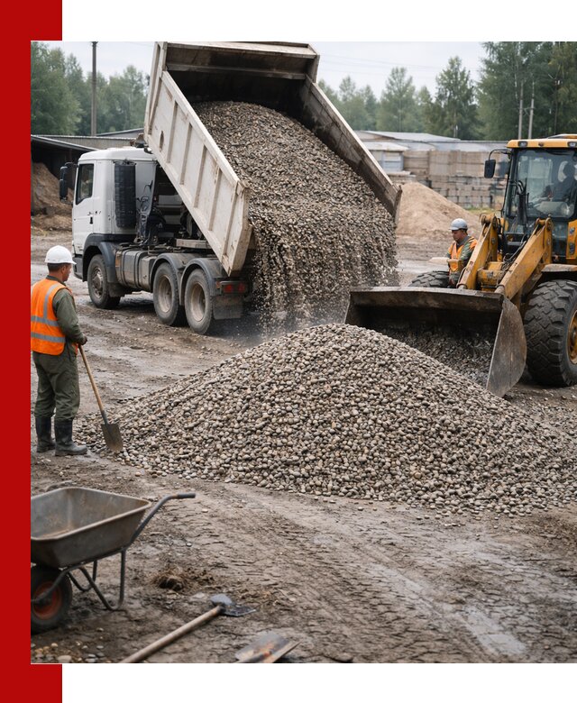 Мытый гравий с доставкой в Нальчике от карьера до участка