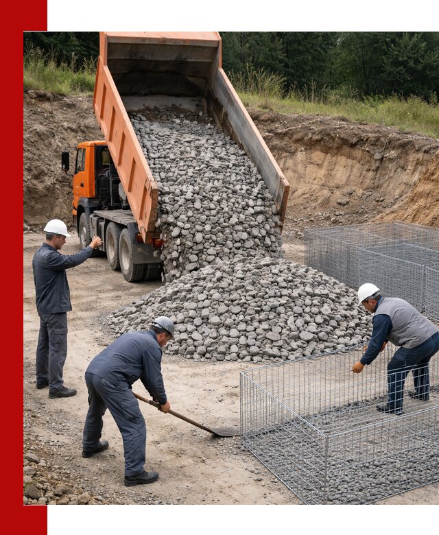 Камень для габионов с доставкой в Нальчике быстро и надёжно