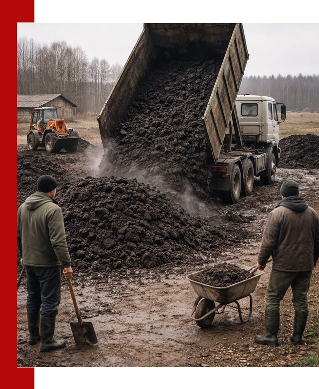 Доставка низинного торфа с разгрузкой и доставкой в Нальчике