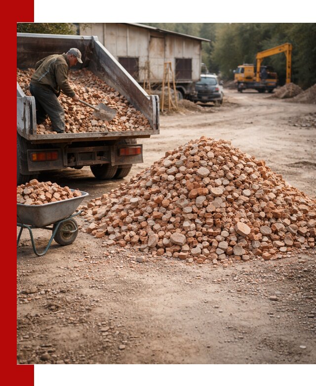 Доставка и подушка из боя кирпича с разгрузкой в Нальчике