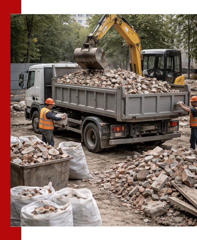 Вывоз строительного мусора в Нальчике с самосвалами и контейнерами