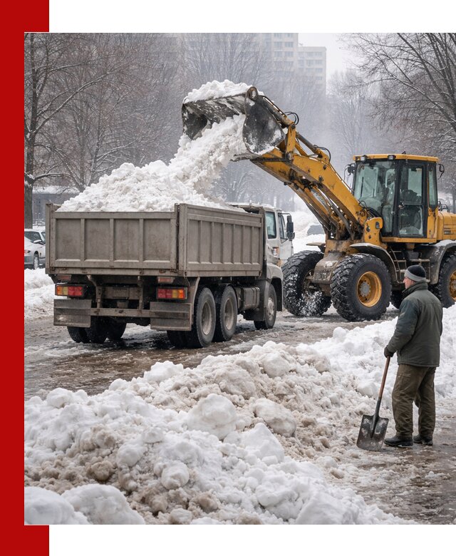 Вывоз снега грузовой техникой в Нальчике оперативно и чисто